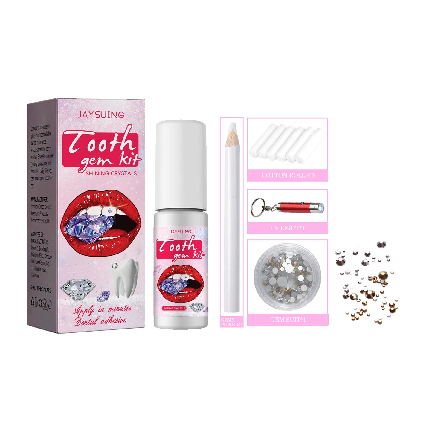 Tooth Gem Kit - Complete Teeth Gems Kit For DIY Tooth Decoration With Glue, Light, And Assorted Gems Perfect For Personalizing Your Smile, Tooth Art, And Cosmetic Teeth Enhancements