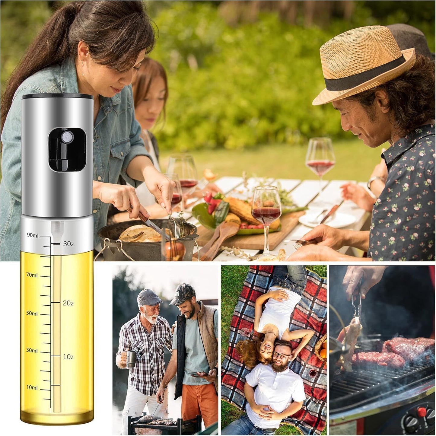 Olive Oil Sprayer Cooking BBQ Air Fryer Mister Spray Fine Bottle Kitchen