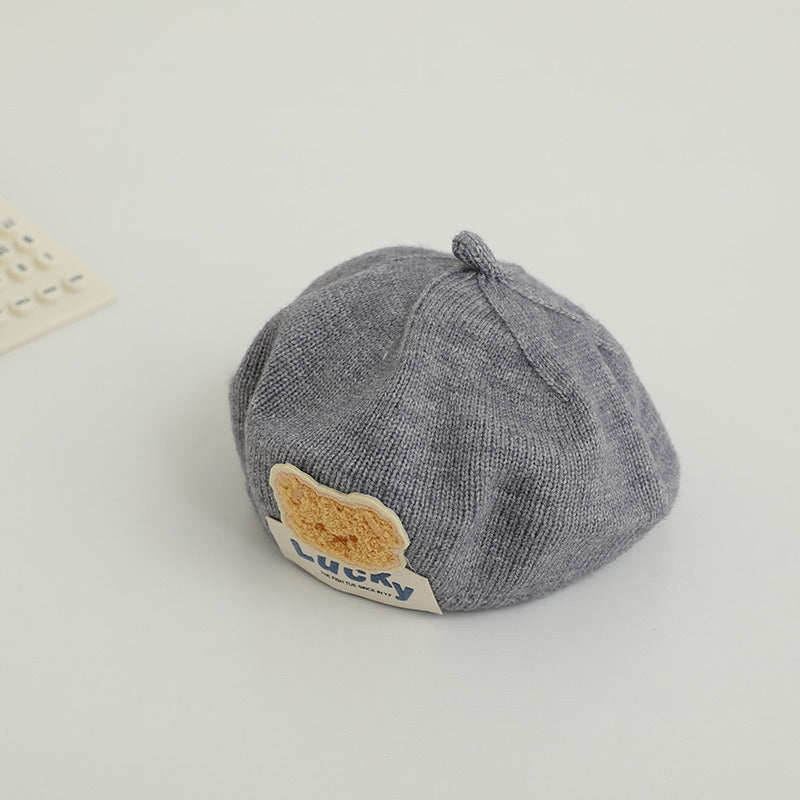 Children Spring and Autumn Beret Baby Cute Bear Hat Korean Version Male and Female Baby Corduroy Painter Hat