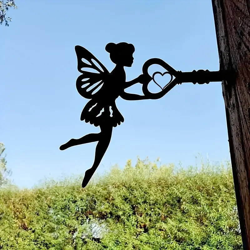 Key Girl Shape Metal Decoration Plug-in Outdoor Garden Fence Yard Yard Farm