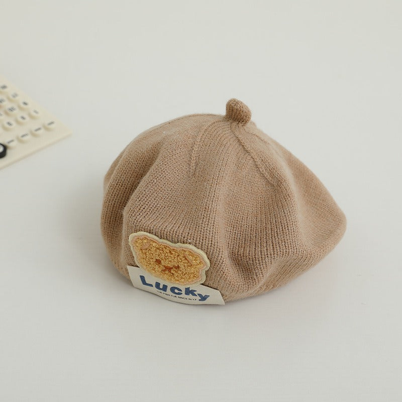 Children Spring and Autumn Beret Baby Cute Bear Hat Korean Version Male and Female Baby Corduroy Painter Hat