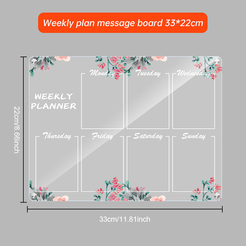 Acrylic message board magnetic refrigerator sticker household erasable calendar transparent note display board