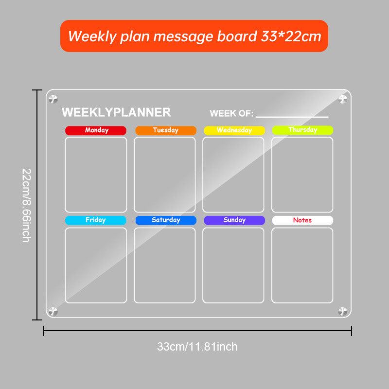 Acrylic message board magnetic refrigerator sticker household erasable calendar transparent note display board