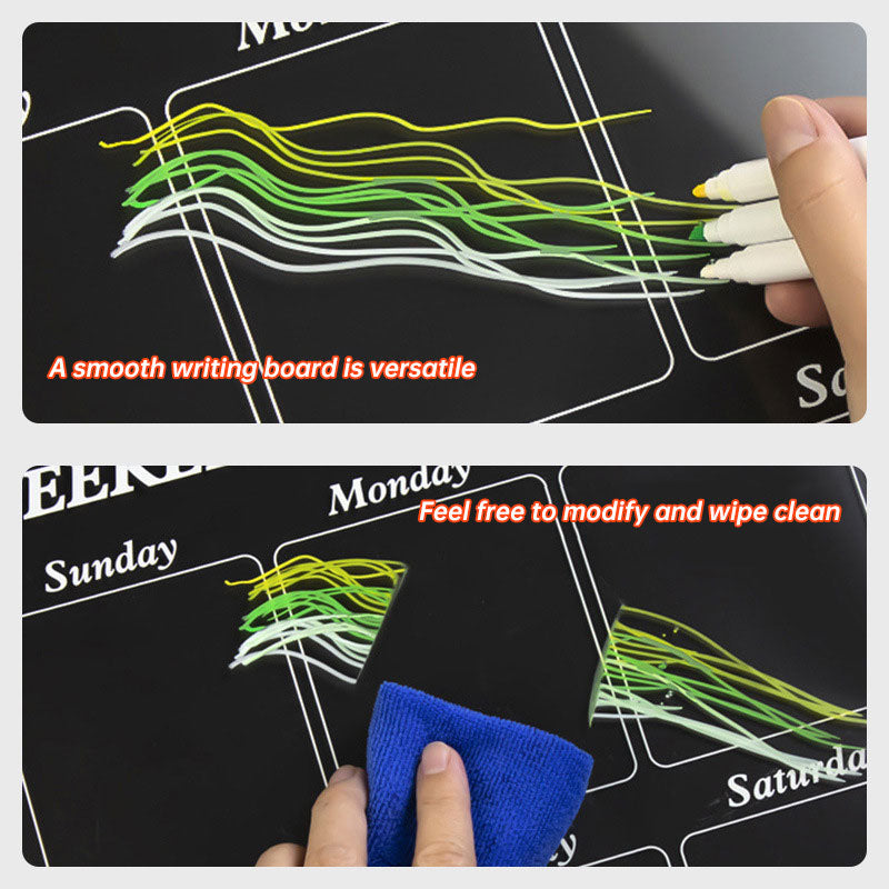 Acrylic message board magnetic refrigerator sticker household erasable calendar transparent note display board