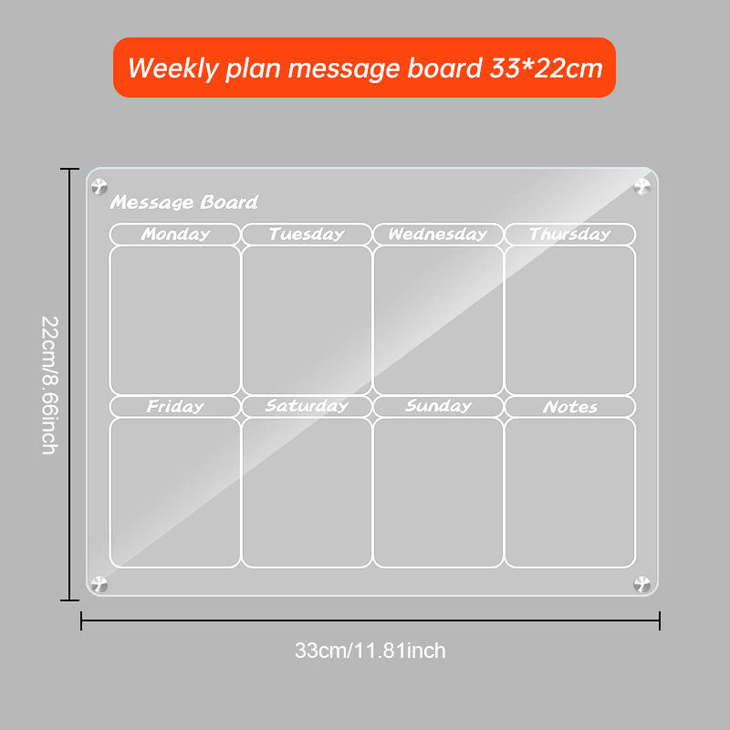 Acrylic message board magnetic refrigerator sticker household erasable calendar transparent note display board