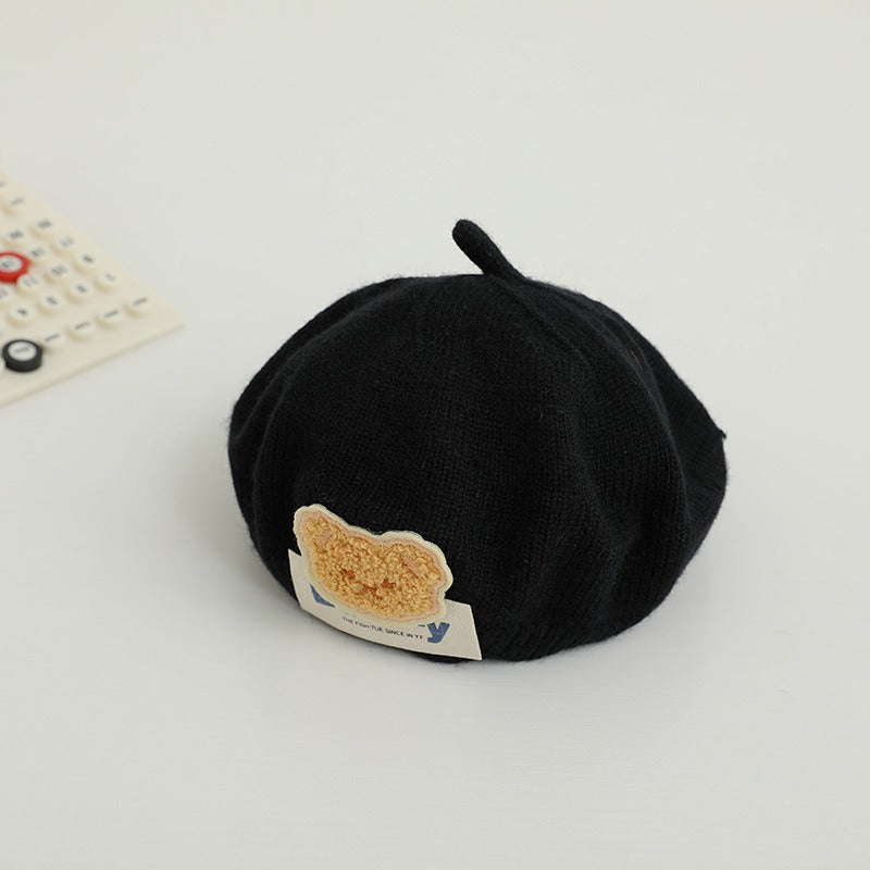 Children Spring and Autumn Beret Baby Cute Bear Hat Korean Version Male and Female Baby Corduroy Painter Hat