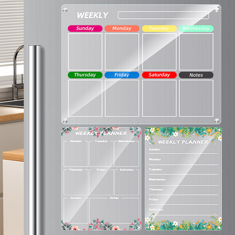 Acrylic message board magnetic refrigerator sticker household erasable calendar transparent note display board