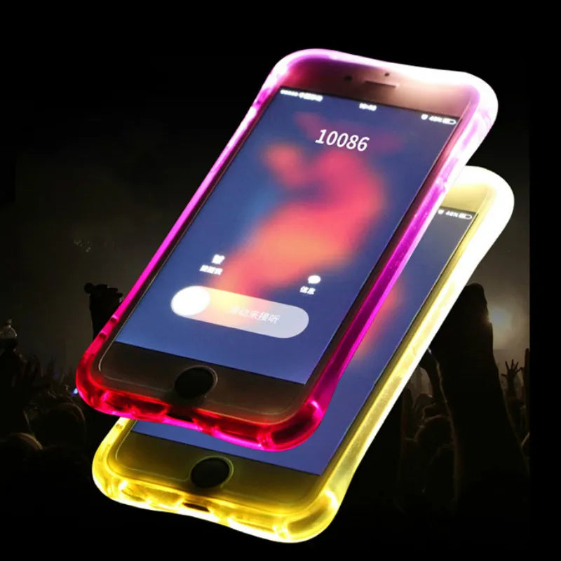 LED Flash TPU Case For iPhone X XS XR XS Max Cases Transparent Luminous Back Cover For iPhone 5 5s 6 6S 7 8 Plus Remind incoming